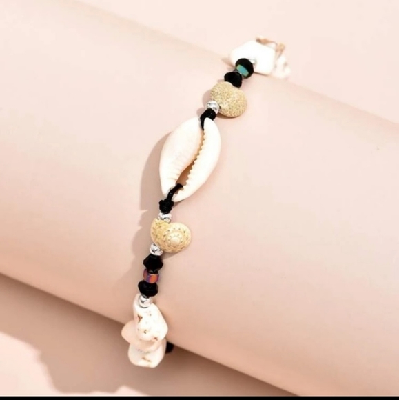 2 for $20 NWT Seashell & Crystal Boho Tie Ankle Bracelet/Fashion Anklet - Picture 3 of 4